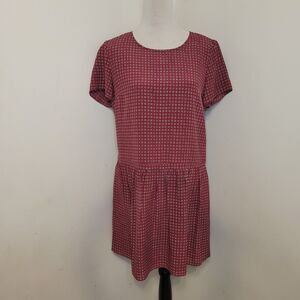 Madewell Women’s Maroon Short Sleeve‎ Dress Size 4 Geometric Print Casual